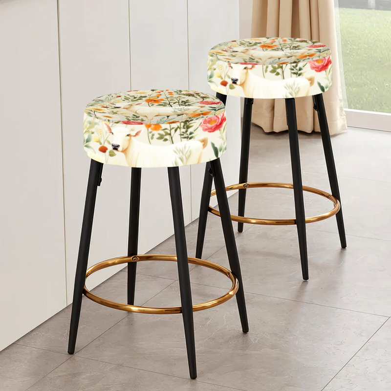 Design Art Rustic Barnyard Sheep Blooms Vintage Bar Stools Set Of 2 Wayfair Canada